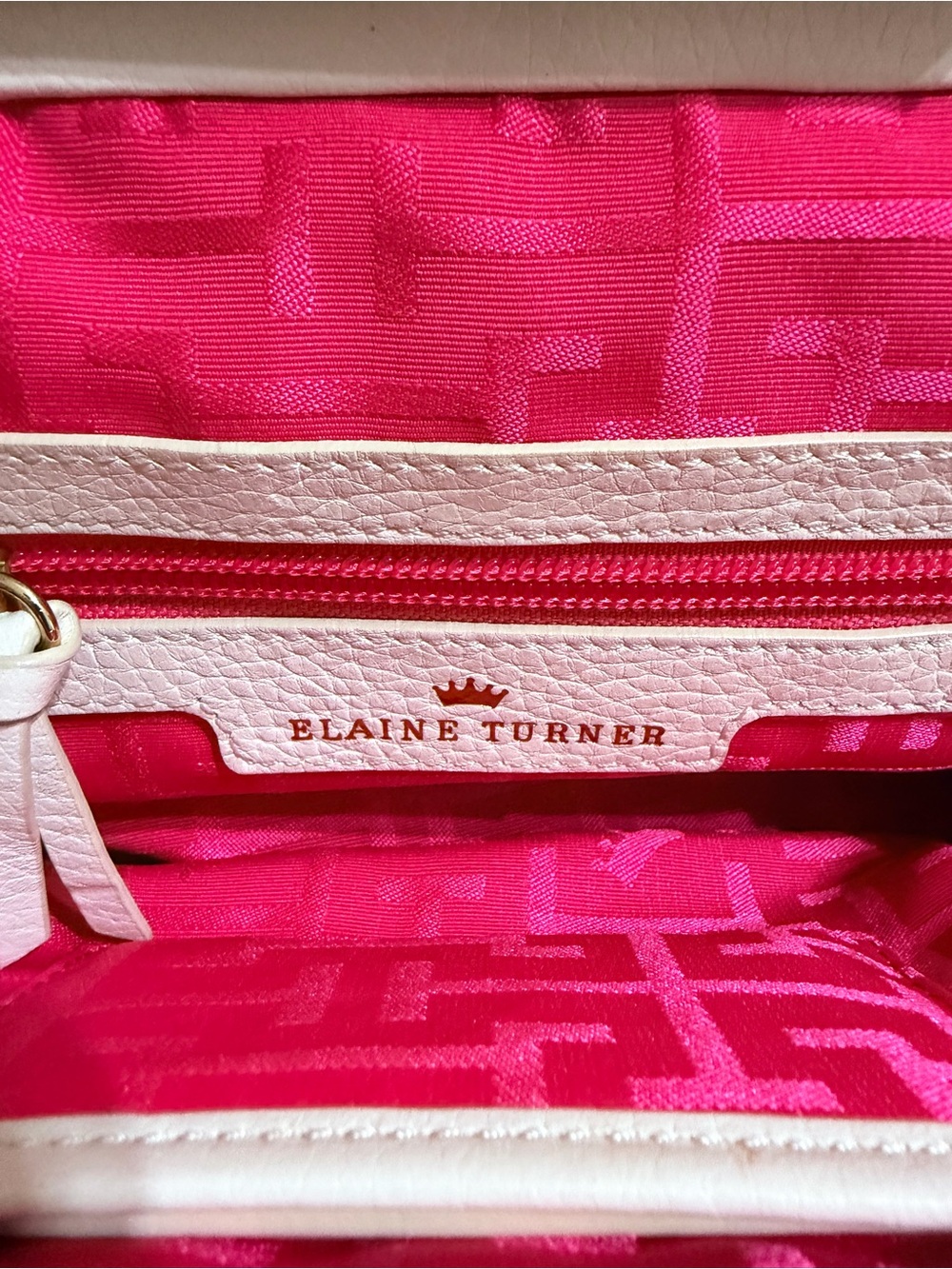 Elaine Turner White Leather Clutch Bamboo Handle with Small Mirror Chic Boho - Picture 11 of 11